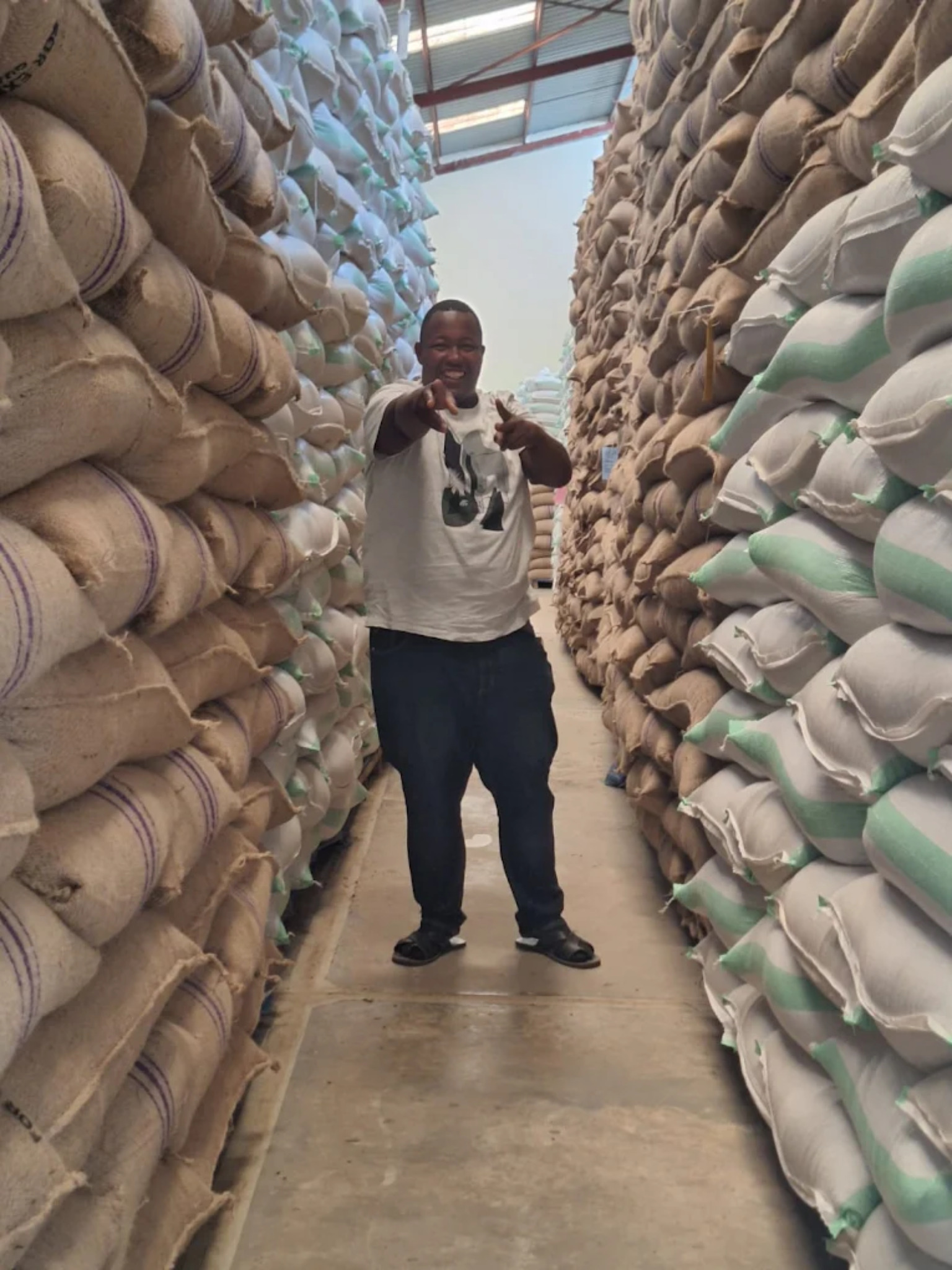 Coffee sacks in warehouse